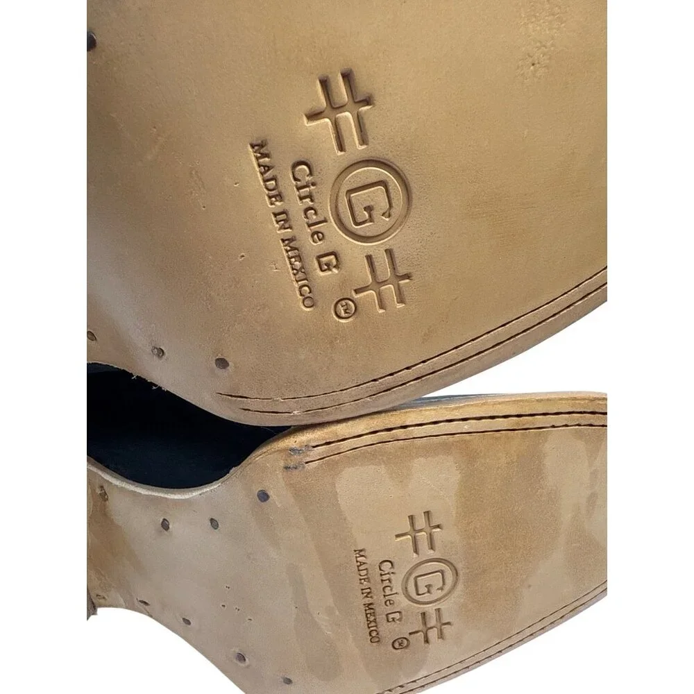 Circle G Unisex Kids Black Embroidered Western Boot Square‎ Toe ( J7111) Size 5